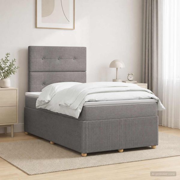 vidaXL LED boxspring posteľ s matracom Sivohnedá 120 x 200 cm Látka