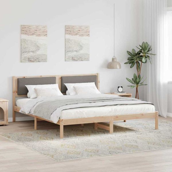 vidaXL Rám postele Sivohnedá 200 x 200 cm Masívne borovicové drevo