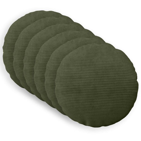 vidaXL Poťah na podložku 6 pcs HEERLEN Zelená Ø 40 cm manšestr