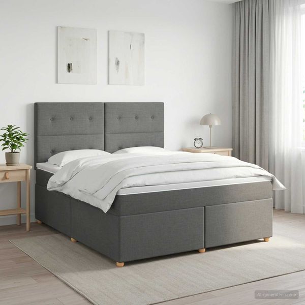 vidaXL Posteľ boxspring s matracom Tmavosivá 140 x 190 cm Látka