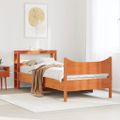 vidaXL Posteľný rám s čelom voskovo hnedý 75x190 cm borovicový masív