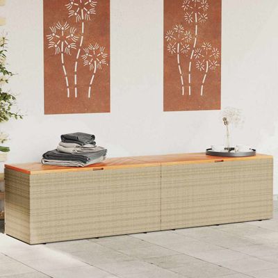 vidaXL Záhradný úložný box, béžový 220x50x54 cm, polyratan a akácia