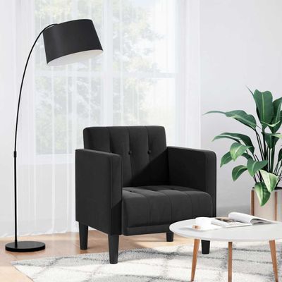 vidaXL Rozkladacia pohovka s podrúčkami, čierna, 53 cm, zamat