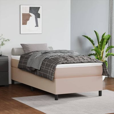 vidaXL Boxspring posteľ s matracom kapučínová 90x200 cm umelá koža