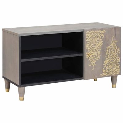 vidaXL TV skrinka s poličkou Sivá 80 x 33 x 46 cm Masívne mango drevo