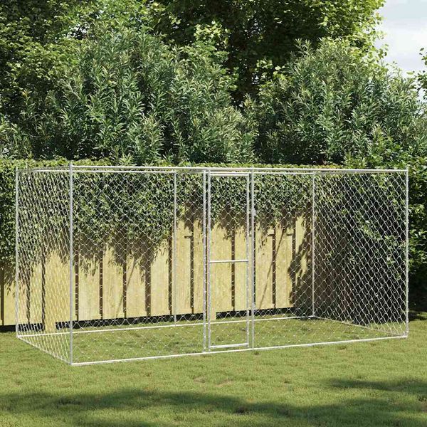 vidaXL Klietka pre psa Strieborná 400 x 200 x 200 cm Pozinkovaná oceľ