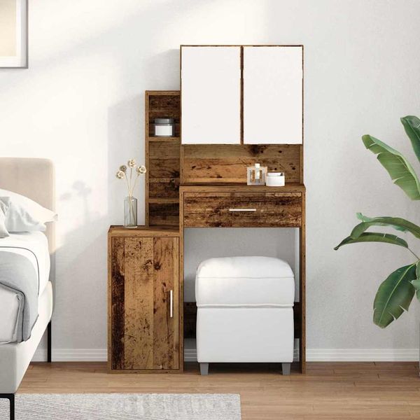 vidaXL Toaletný stolík Staré drevo 80 x 35 x 132 cm Kompozitné drevo