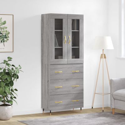 vidaXL Vysoká skrinka sivý dub sonoma 69,5x34x180 cm spracované drevo