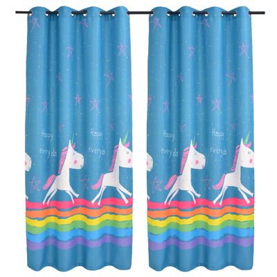 vidaXL Detské zatemňovacie závesy s potlačou 2 ks modré 140x240 cm