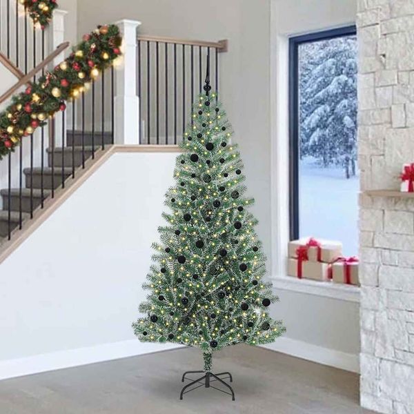 vidaXL Umelý vianočný stromček, snehom obalený, s LED svetlom 240 cm