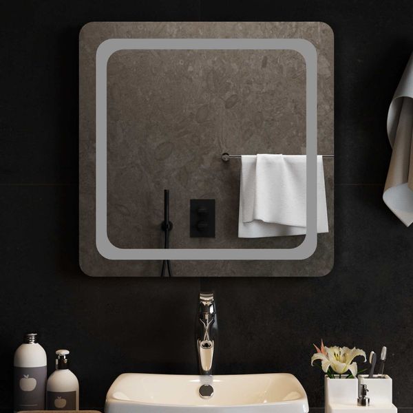 vidaXL Zrkadlo do kúpeľne s LED Priehľadná 60 x 60 cm tvrdené sklo