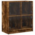 vidaXL Bočná skrinka so sklenenými dvierkami dymový dub 68x37x75,5 cm