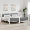 vidaXL Rám postele Biela a svetlosivá 200 x 200 cm Borovicový masív
