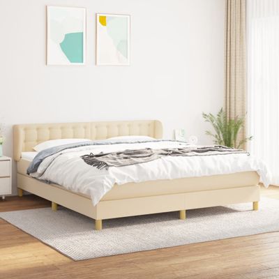 vidaXL Posteľný rám boxspring s matracom krémový 180x200 cm látka