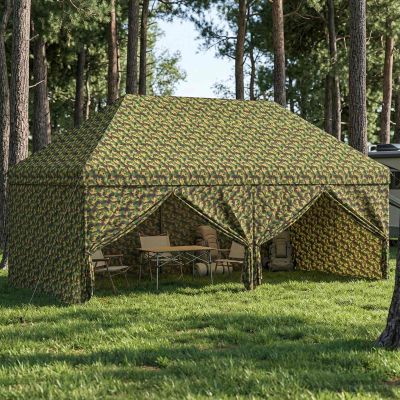 vidaXL Baldachýn s 4 bočnými stenami 2,9 x 5,8 m Armádna kamufláž