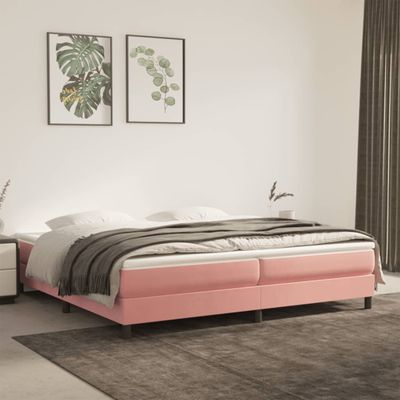 vidaXL Posteľný rám s boxspringom ružový 200x200 cm zamat