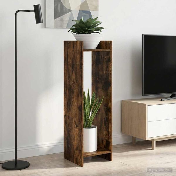 vidaXL Stojan na rastliny s poličkou 2 pcs Údený Dub 30 x 30 x 100 cm