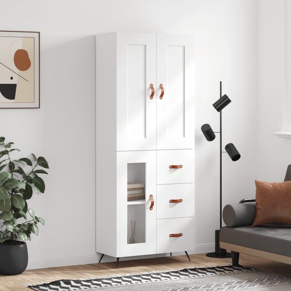 vidaXL Vysoká skrinka biela 69,5x34x180 cm spracované drevo