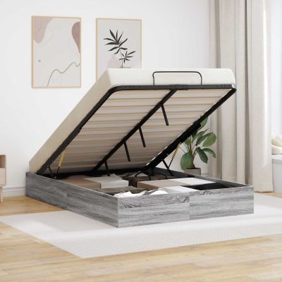 vidaXL Otomanový posteľný rám Sivá Sonoma 203 x 140 x 25 cm