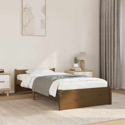vidaXL Posteľný rám medový drevený masív 75x190cm malé jednolôžko