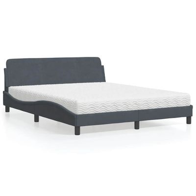 vidaXL Posteľ s matracom Dover tmavosivý 160x200 cm zamat