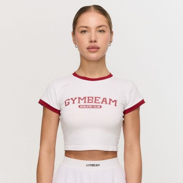Dámske tričko Varsity White - GymBeam, veľkosť XL, 75% nylón, 25% elastan