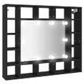 vidaXL LED zrkadlová skrinka čierna 91x15x76,5 cm