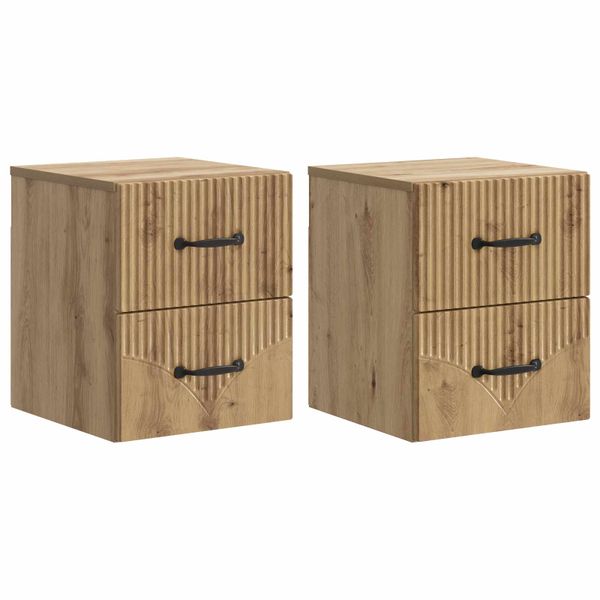 vidaXL Nástenná nočná skrinka 2 pcs Dub artisan 34,5 x 33 x 40 cm