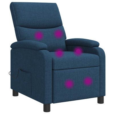 vidaXL Masážne relaxačné kreslo Modrá Látka