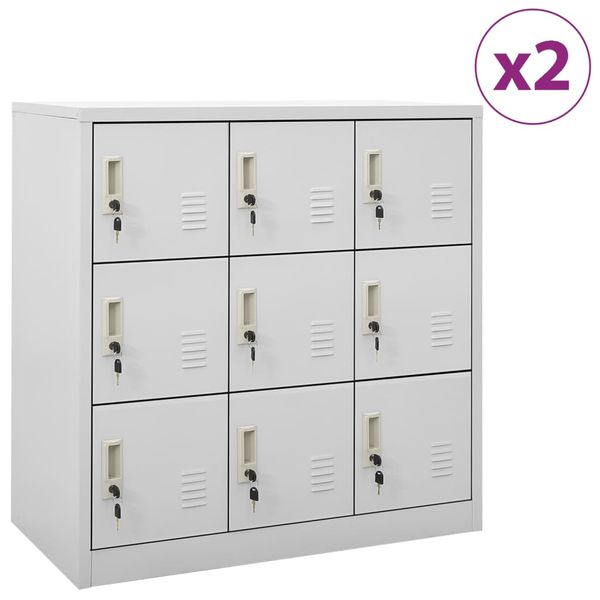 vidaXL Uzamykacie skrinky 2 ks bledosivé 90x45x92,5 cm oceľová