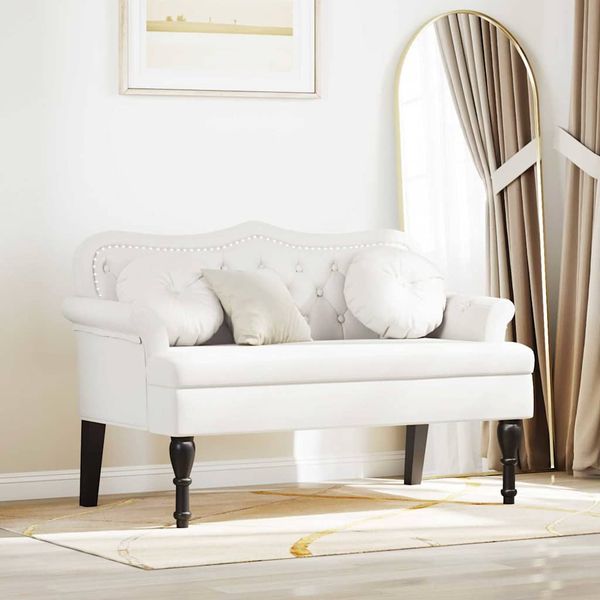 vidaXL Chesterfield lavica Biela 120,5 x 65 x 75 cm Umelá koža