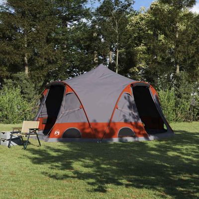 vidaXL Dómový stan pre 4 osoby Šedá a oranžová 505 x 450 x 248 cm