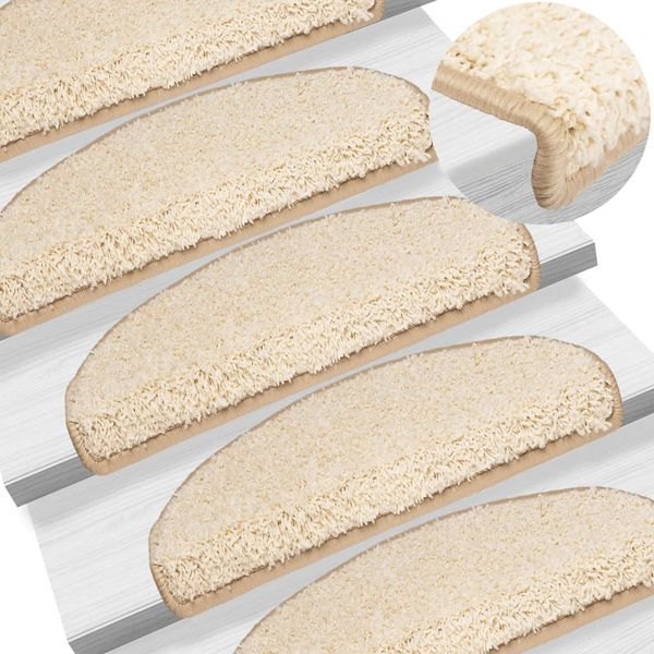 vidaXL Schodové rohože 5 ks 65x21x4 cm krémové, polkruhové, veľké