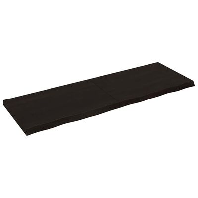 vidaXL Nástenná polica tmavohnedá 180x60x(2-6)cm ošetrený dubový masív