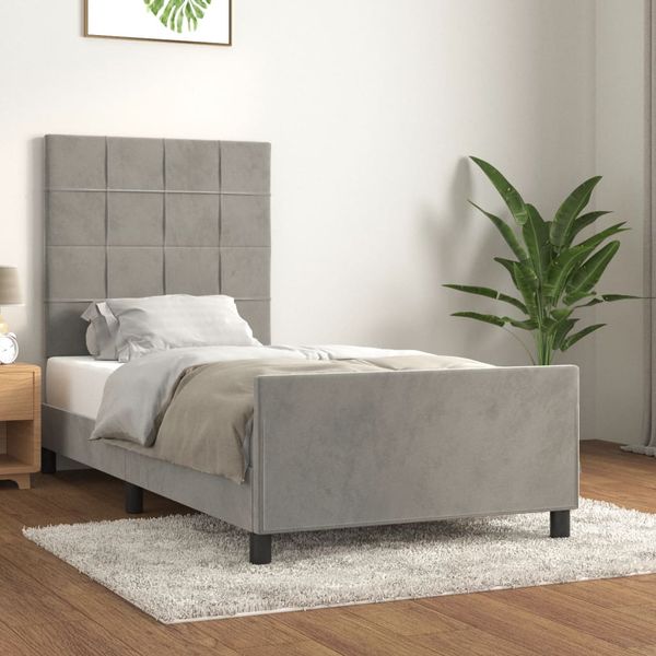 vidaXL Posteľ bez matraca bledosivý 90x190 cm zamat