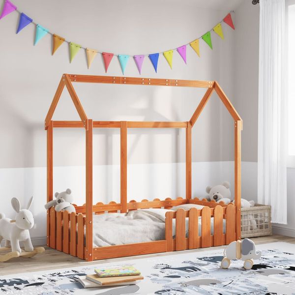 vidaXL Rám detskej postele domček voskovohnedý 70x140 cm mas. borovica