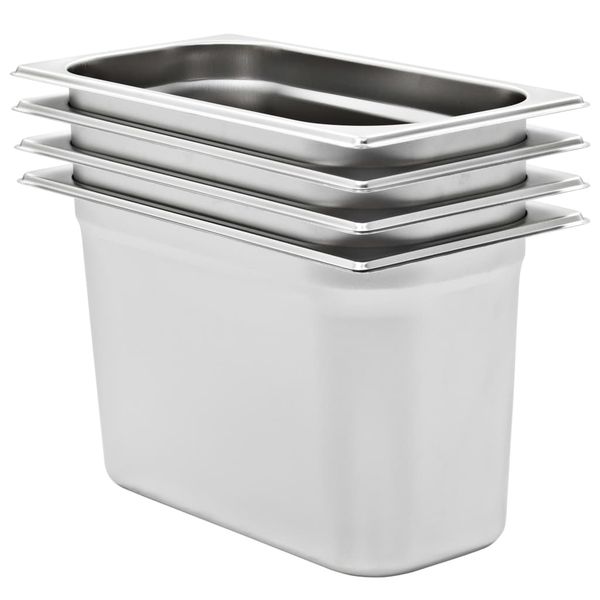 vidaXL Gastronádoby 4 ks, GN 1/3, 200 mm, nehrdzavejúca oceľ