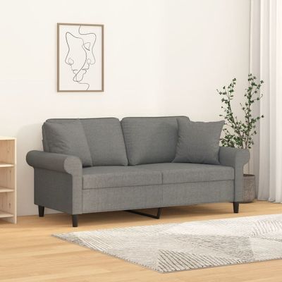 vidaXL 2-dielna sedacia súprava s vankúšmi tmavosivá 140 cm látka