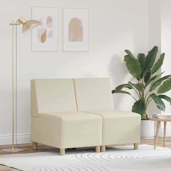 vidaXL Bezrúčková modulárna sofa jednotka 2 ks Krémová Umelá koža