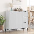vidaXL Servírovacia skriňa Vysoký lesk bielej 89,5 x 33 x 82 cm