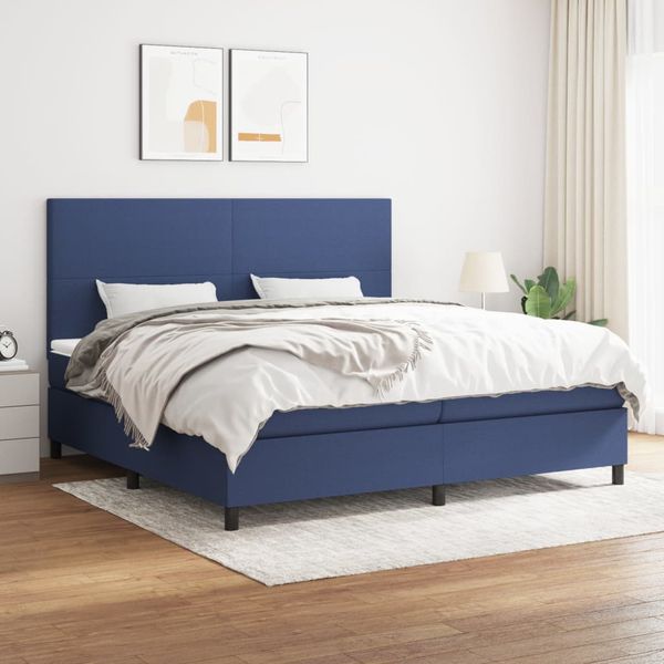 vidaXL Boxspring posteľ s matracom modrá 200x200 cm látka