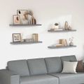 vidaXL Plávajúce nástenné police 4 ks, sivé 90x23,5x3,8 cm, MDF