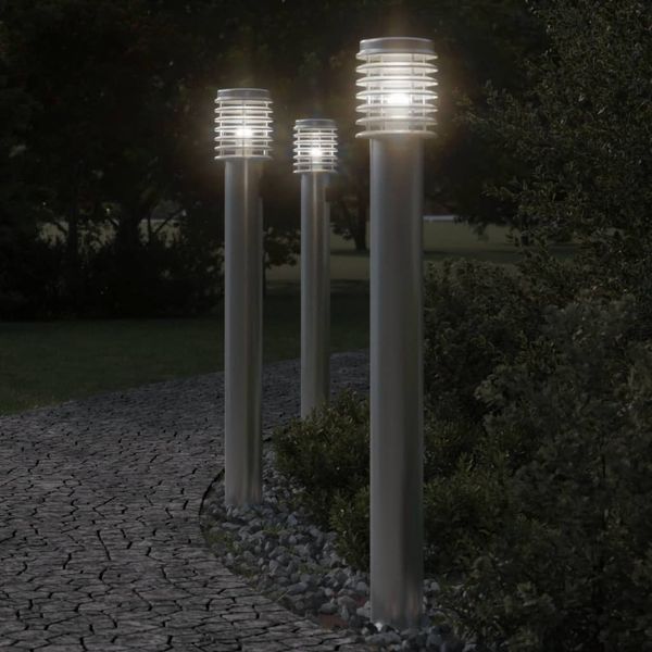 vidaXL Vonkajšia stojaca lampa strieborná 110 cm nehrdzavejúca oceľ