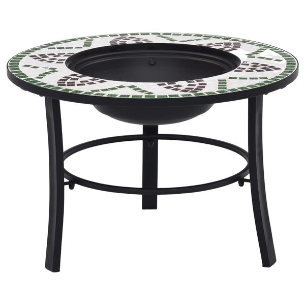 vidaXL Mozaikové ohnisko, zelené 68 cm, keramika