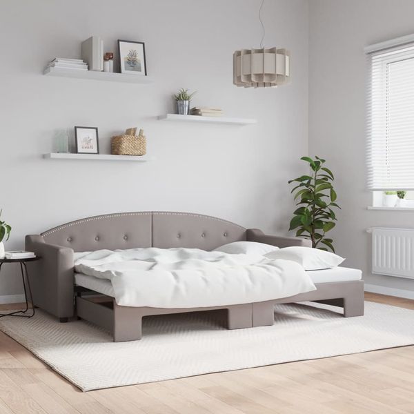 vidaXL Denná posteľ s rozkladacou posteľou sivohnedá 80x200 cm látka