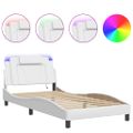 vidaXL Rám postele, Viana, s LED bez matraca, biely 100x200 cm
