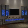 vidaXL 7-dielna súprava TV nástenných skriniek s LED betónovosivá