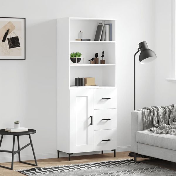 vidaXL Vysoká skrinka biela 69,5x34x180 cm spracované drevo