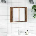 vidaXL LED zrkadlová skrinka staré drevo 60x12x45 cm kompozitné drevo
