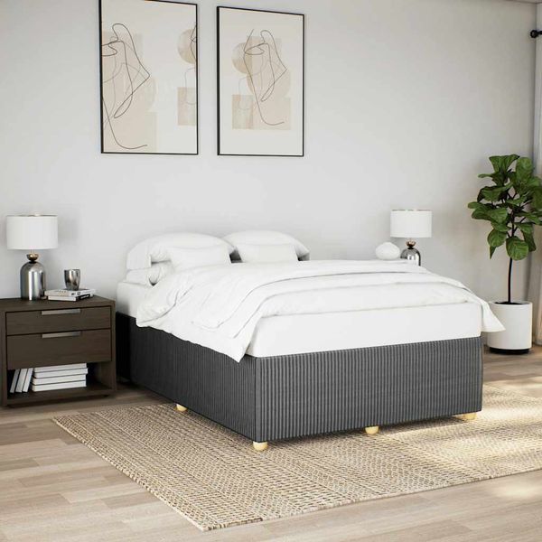vidaXL Posteľ bez matraca tmavosivá 160x200 cm látka